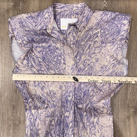 Remain Birger Christensen Purple Abstract Shirt Dress Womens 4 Organic Cotton - Picture 5 of 10
